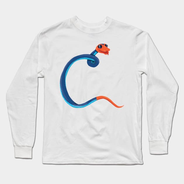 C - Malayan blue coral snake Long Sleeve T-Shirt by miim-ilustra